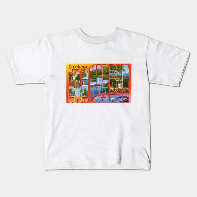 Greetings from Bar Harbor Maine, Vintage Large Letter Postcard Kids T-Shirt by Naves